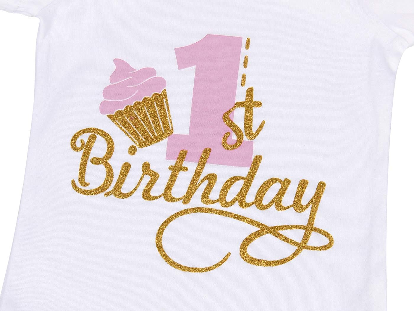 AmzBarley Cake Smash 1st Birthday Outfit Girl Baby Girls' Dresses 1 Year Old Girl Clothes Photo Shoot Romper + Tutu Skirt + Headband 3Pcs Set Pink - Image 5