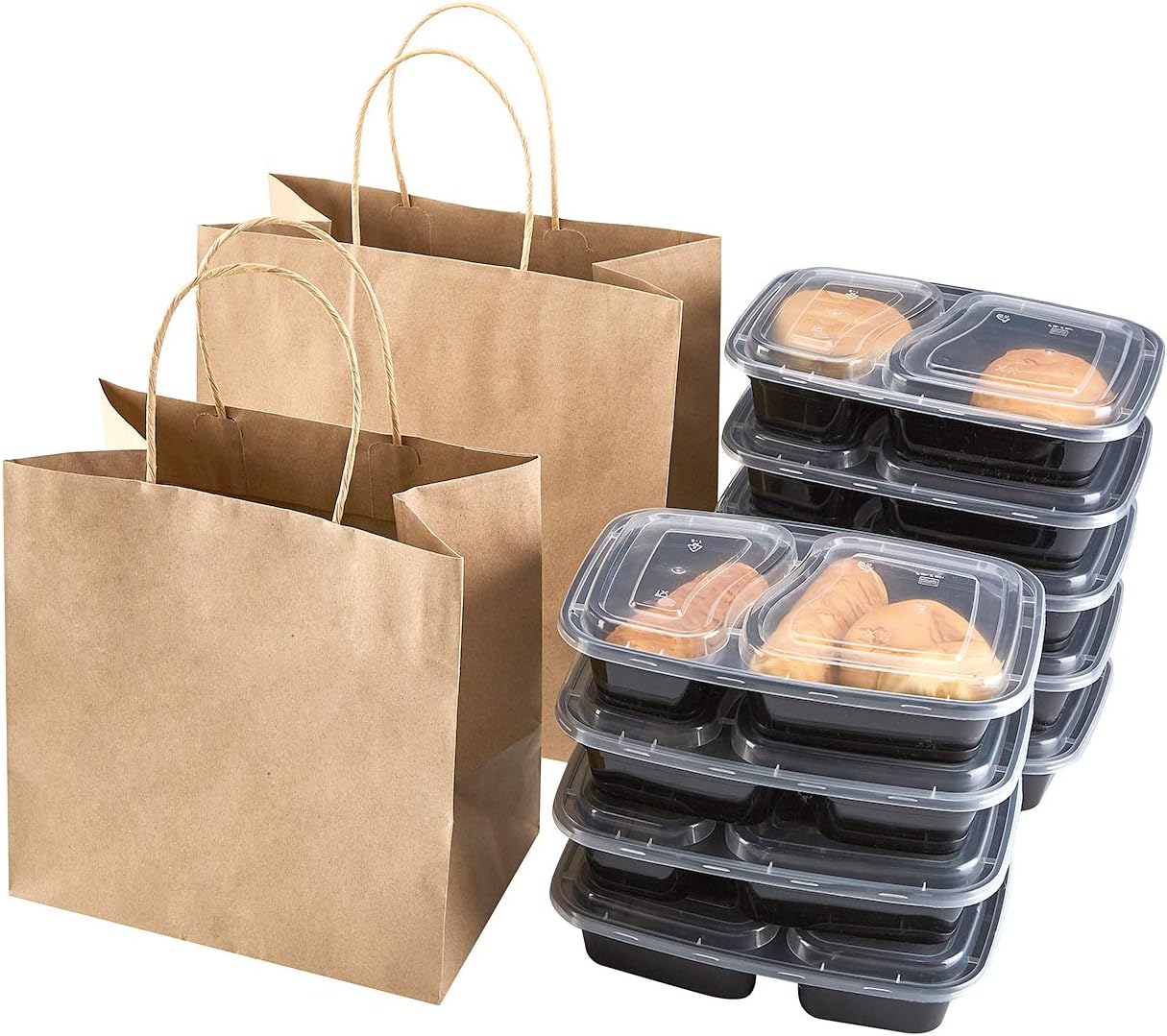 The Paper Bag Company Brown Takeaway Paper Bags,9.45X6.1X9.45 Inches