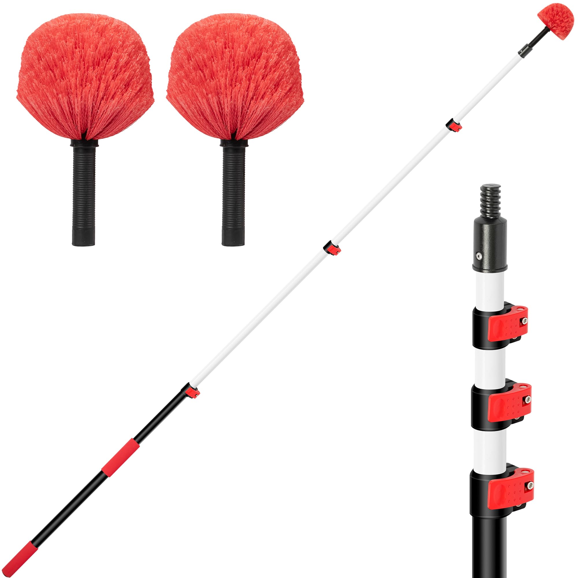 Photo 1 of 5-12 FT Cobweb Duster with Extension Pole, 20 FT High Reach Spider Web Brush with Telescopic Pole, Extendable Duster with 2 Outdoor Cobweb Brushes, Duster for High Ceiling