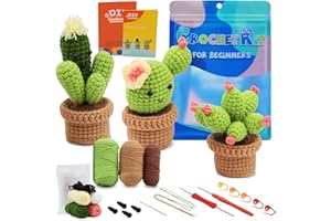 Dasonwin Crochet Kit for Beginners,Cactus Crochet,Crochet Cactus kit with Step-by-Step Video Tutorials,Crochet Crafts for Adults (A)