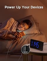 GOLOZA Projection Alarm Clock Digital 180 Degree Projector LED USB Charger view 4