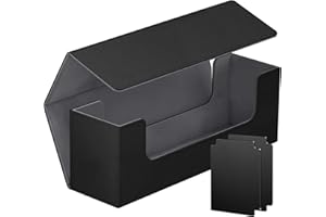 HOMTHY Card Deck Case for Trading Cards, Leather Magnetic Closure Commander Card Storage Box Holding 600+ Sleeved Cards Fit for MTG TCG and Sport Cards