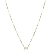 Amazon Essentials Sterling Silver Baguette Pendant Necklace, 18", (previously Amazon Collection)