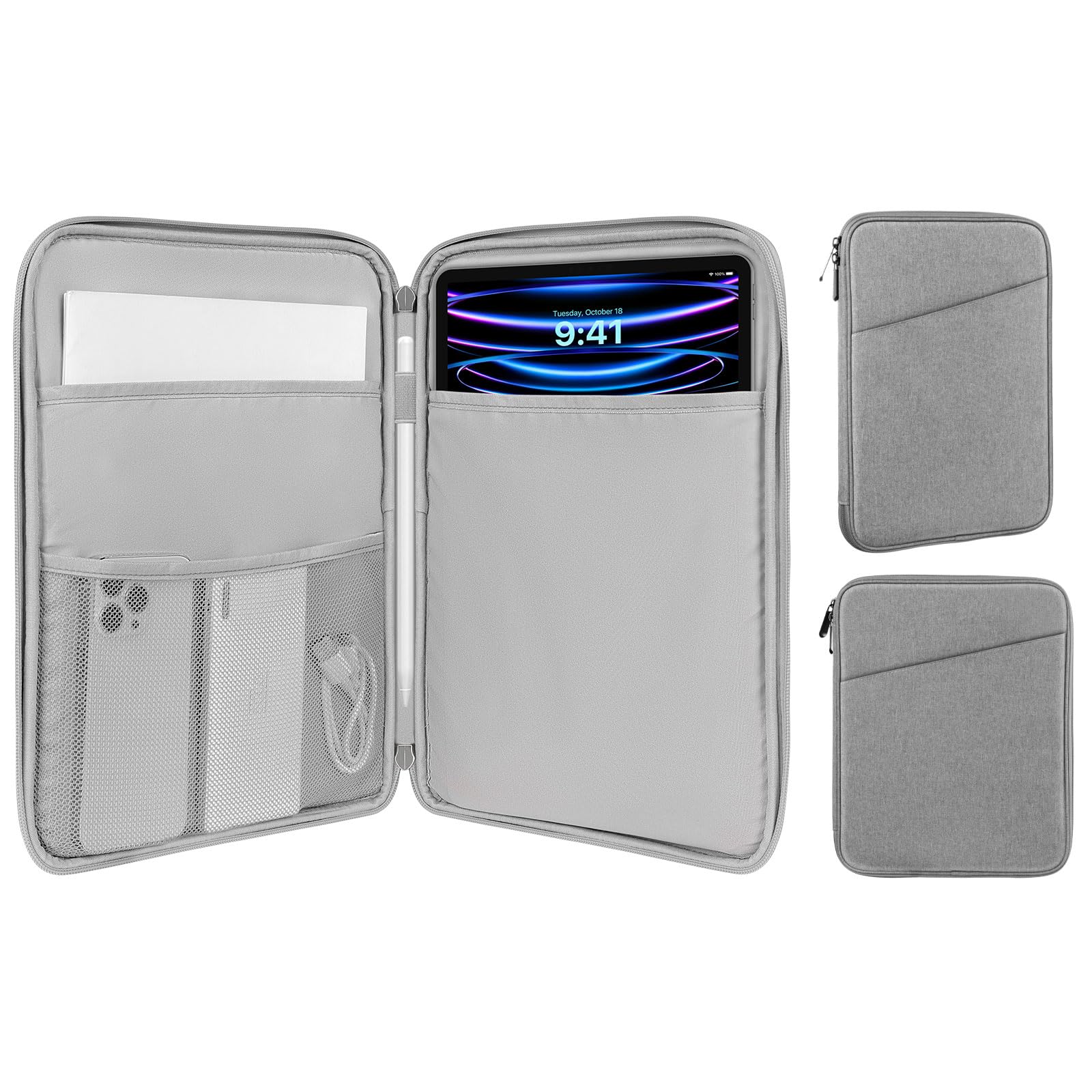 MoKo 13 Inch Tablet Sleeve Bag, Compatible with 13 inch iPad Air M4, 13 inch iPad Pro M5, MacBook Neo (A18 Pro), Galaxy Tab S8+/S9+ 12.4", Carrying Case with Pocket, Light Gray