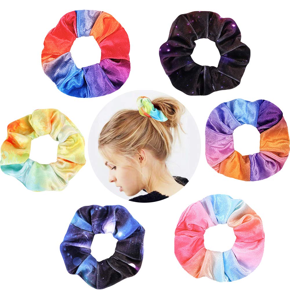 Amazon Com 6 Pack Tie Dye Hair Scrunchies Star Scrunchie Sky Tie