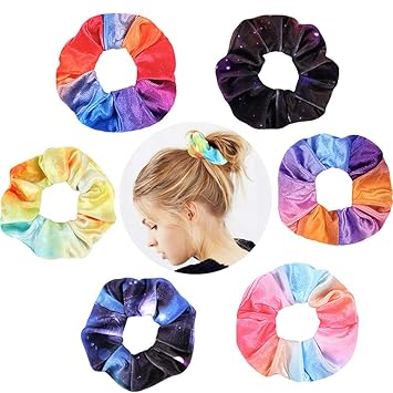 Amazon Com 6 Pack Tie Dye Hair Scrunchies Star Scrunchie Sky Tie