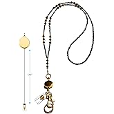 Hidden Hollow Beads Retractable Badge Reel, Women's Beaded Lanyard Strong ID Card Holder, Keys Teacher Nurse Cruise Keychain
