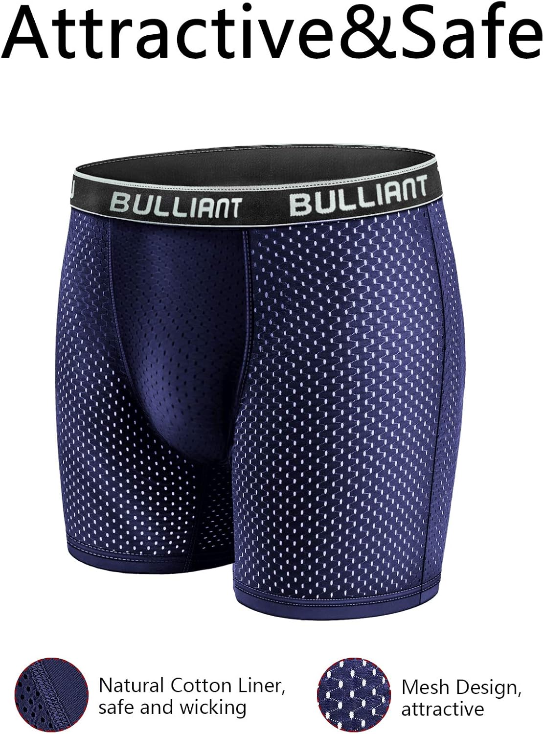 BULLIANT Mens Boxer Briefs 3Pack, Mesh Breathable Pouch Underwear Cool Comfort No Fly for Men at  Men’s Clothing store