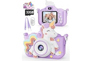 Kikapabi Kids Camera, Unicorn Toys for Girls Boys Age 3-8, Christmas Birthday Gifts for Girls Age 3 4 5 6 7 8, Digital Camera with Silicon Cute Cover for Kids, Toddler Camera with 32G SD Card