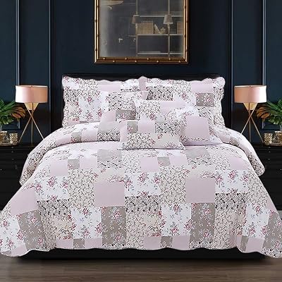 B&B Zurich Patchwork Bedspread Set 100% Cotton Filling Quilted Comforter