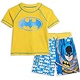 DC Comics Justice League Batman Superman The Flash Cosplay Rash Guard and Swim Trunks Outfit Set Toddler to Big Kid