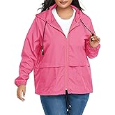 American Trends Women Plus Size Light RainCoat Jackets Packable Hooded Waterproof Windbreaker for Women