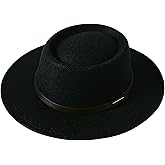 Lanzom Women Vintage Wide Brim Warm Wool Fedora Hat Belt Panama Hat Felt Jazz Hat