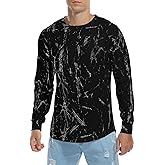 KESIHAN Men's Hip Hop Wave Round Hem T-Shirt Round Neck Cotton Casual Fashion Top