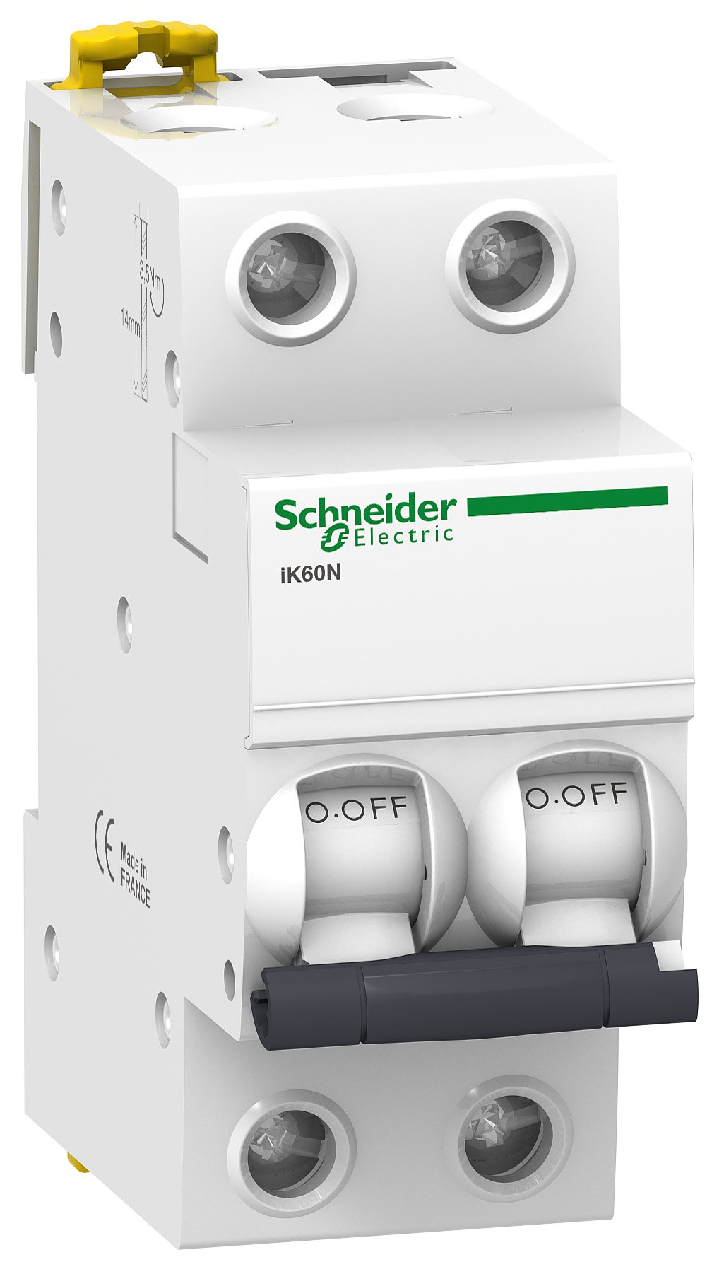 Schneider Electric A9K17232 IK60N Thermal Magnetic Automatic Switch, 2P, 32A, C Curve, 78.5 mm x 36 mm x 85 mm, White