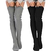 SherryDC Women's Cable Knit Thigh High Socks Winter Boot Stockings Extra Long Over Knee High Leg Warmers