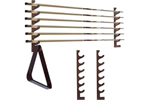 LNMUZM Wall Mount Pool Stick Holder-Billiards Pool Cue Rack for Made of 100% Solid Pine Wood, Holds Up to 6 Cues Stick Sand 2 Pool Ball Rack. Pool Table Accessories Organizer for Billiard Room or Club