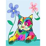 Maomaomi Paint by Numbers for Kids & Adults & Beginner - 12 × 16 inch DIY Canvas Painting Gift Kits - Lazy cat Without Frame