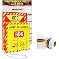 Trip Alarm Co MSDS SDS Binder and Wall Station,Yellow Heavy Duty 3 Inch Material Safety Data Sheet 3 Ring Binder with SDS Wire Rack and Display Sign,Chain,Safety Posters,MSDS Labels,Binder Wall Mount