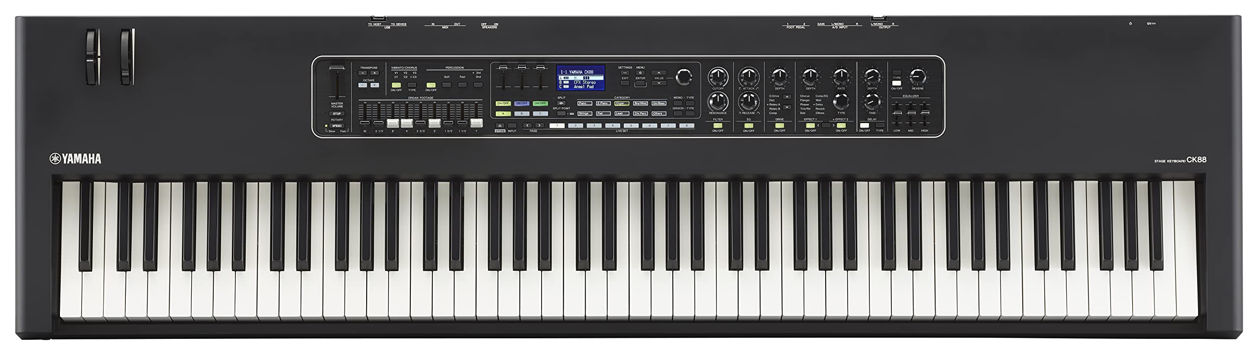 Yamaha CK Stage Keyboard, Expressive Sound, Intuitive Controls with Built-in Speakers, Black (CK88)
