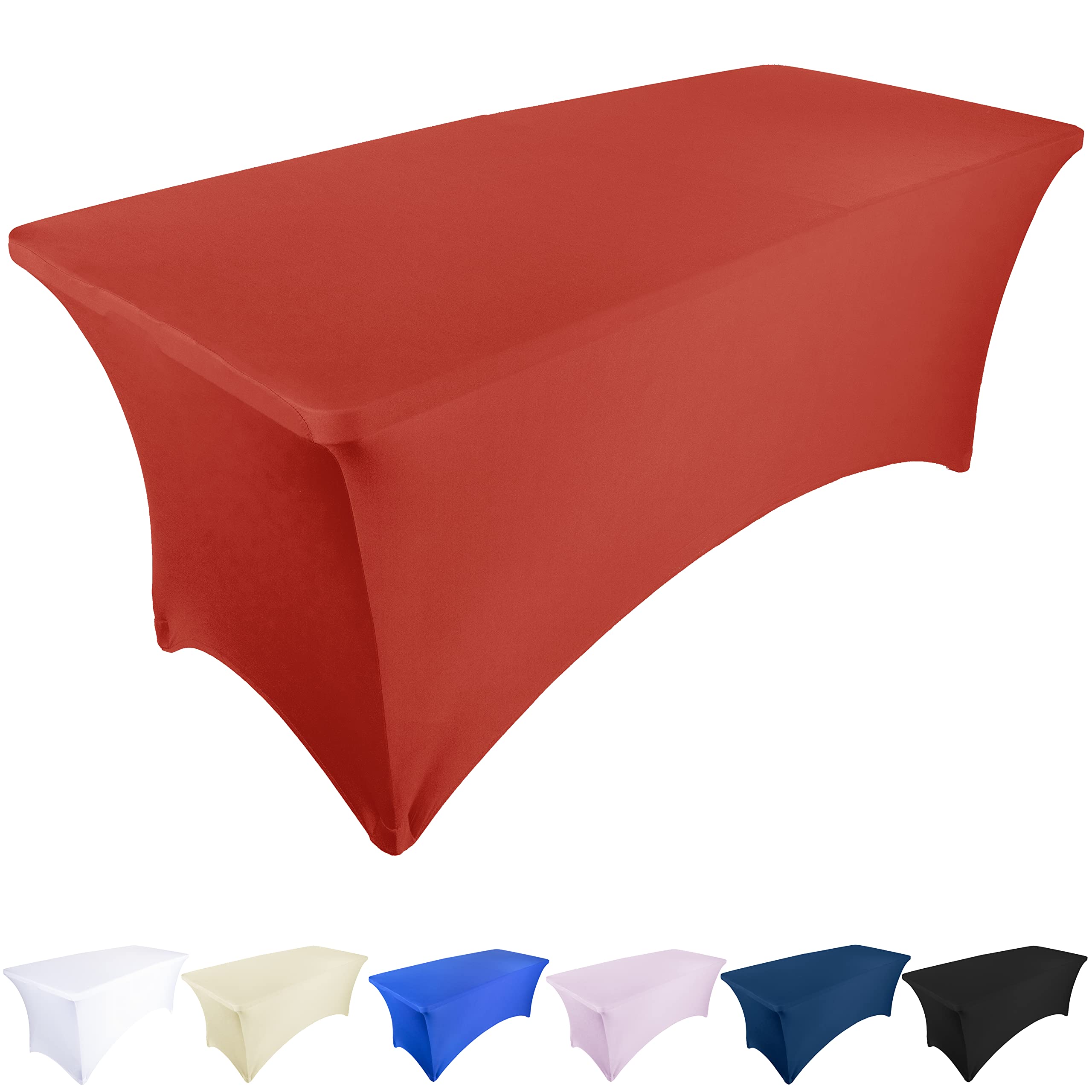 Ocves Stretch Tablecloth 6ft Spandex Table Covers Polyester Fitted Rectangular Stretchable Table Cover Wedding Party Cocktail Bar Craft Exhibitions Washable Table Cover 6ft Red (1pcs) (TBC0010) — image 1