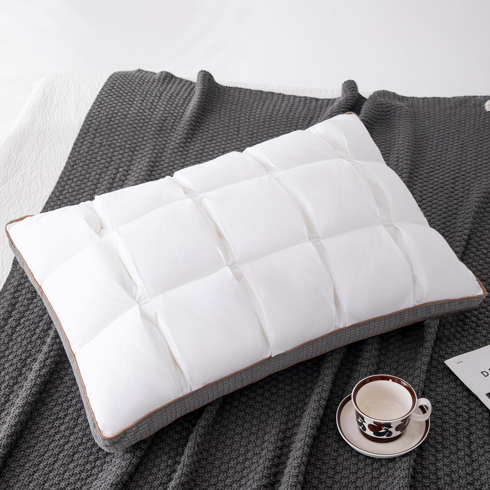 Photo 1 of YOUR MOON Soft Pillow King for Sleeping, Super Soft Support Down Alternative Pillow, 100% Cotton Shell Luxury Comfy Fluffy Bed Pillows for Sleep(White)