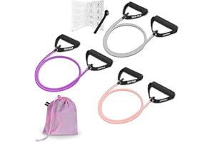 QINWEIKOO Resistance Exercise Bands Set with Handles Workout Bands for Physical Therapy, Strength Training, Muscle Toning - Door Anchor and Workout Guide.