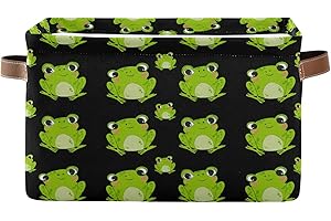 YETTASBIN Frog Storage Basket 1PC, Large Collapsible Toys Clothes Organizer, Long-Lasting Canvas Open Storage Bin with Handle