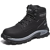 AUVYI Waterproof Work Boots For Men - Steel Toe Boots Comfortable Wide Toe Safety Shoes Lightweight Durable Slip-Resistant Leather Work Footwear for Industrial & Outdoor Use