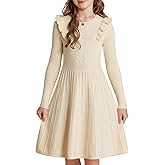 GRACE KARIN Girls Sweater Dress Fall Winter Long Sleeve Cable Knit Pullover Dresses for Girls 5-12Y