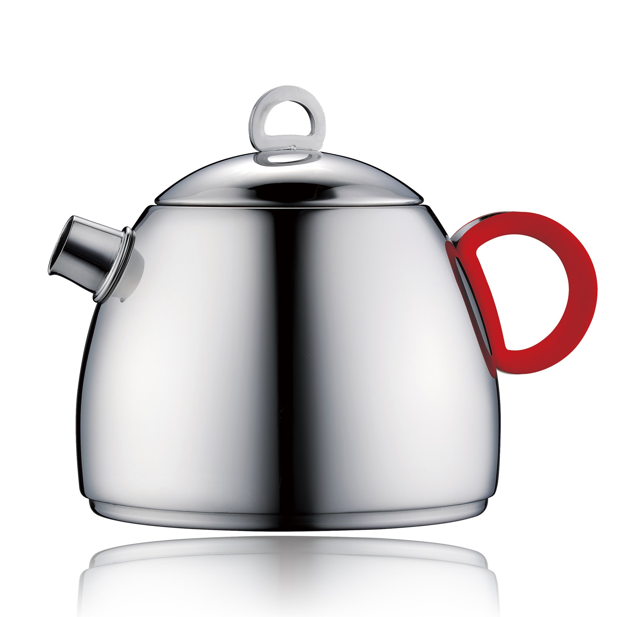 Minos Stunning Polished Stainless Steel Teapot - 17 OZ - With Tea Strainer And Silicon Handle