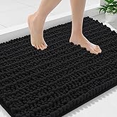 Smiry Bathroom Rugs Mat 36x24, Extra Soft Absorbent Chenille Bath Rugs, Non Slip Rubber Backing Machine Washable Quick Dry Bath Mats for Bathroom Floor, Tub, Shower, Home Decor Accessories, Black