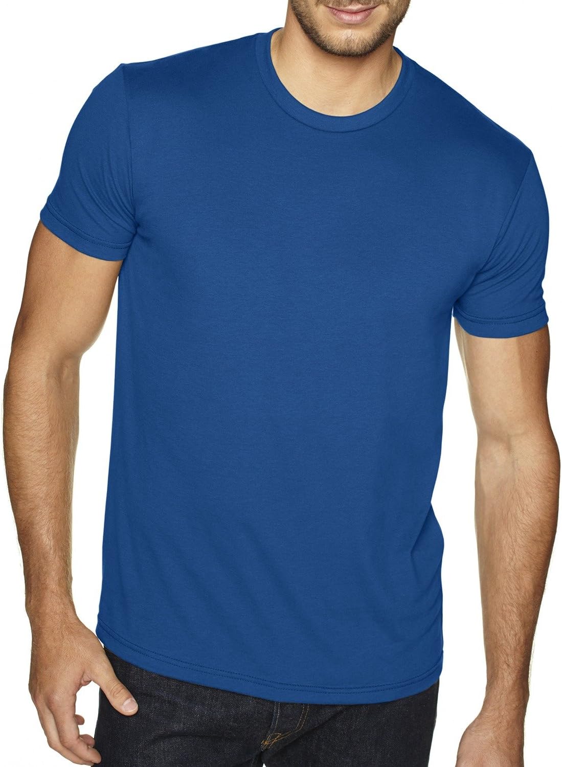 Next Level Apparel Men's Premium Fitted Sueded Crewneck T-Shirt, Cool Blue, Small