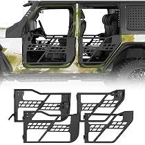 Tube Half Doors For Jeep Wrangler JL & Gladiator JT (2-Door) – Mesh Inserts, No Drill, Black