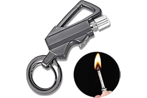 BIASTNR Permanent Match Flint Metal Matchstick Fire Starter with Bottle Opener, Emergency Survival Waterproof Keychain Lighter for Camping, EDC Gift Ideas – Black