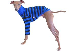 D DOGGY STAR Italian Greyhound Clothes Flexible T Shirts Whippet for Dogs (XL,Stripe Blue/Black)