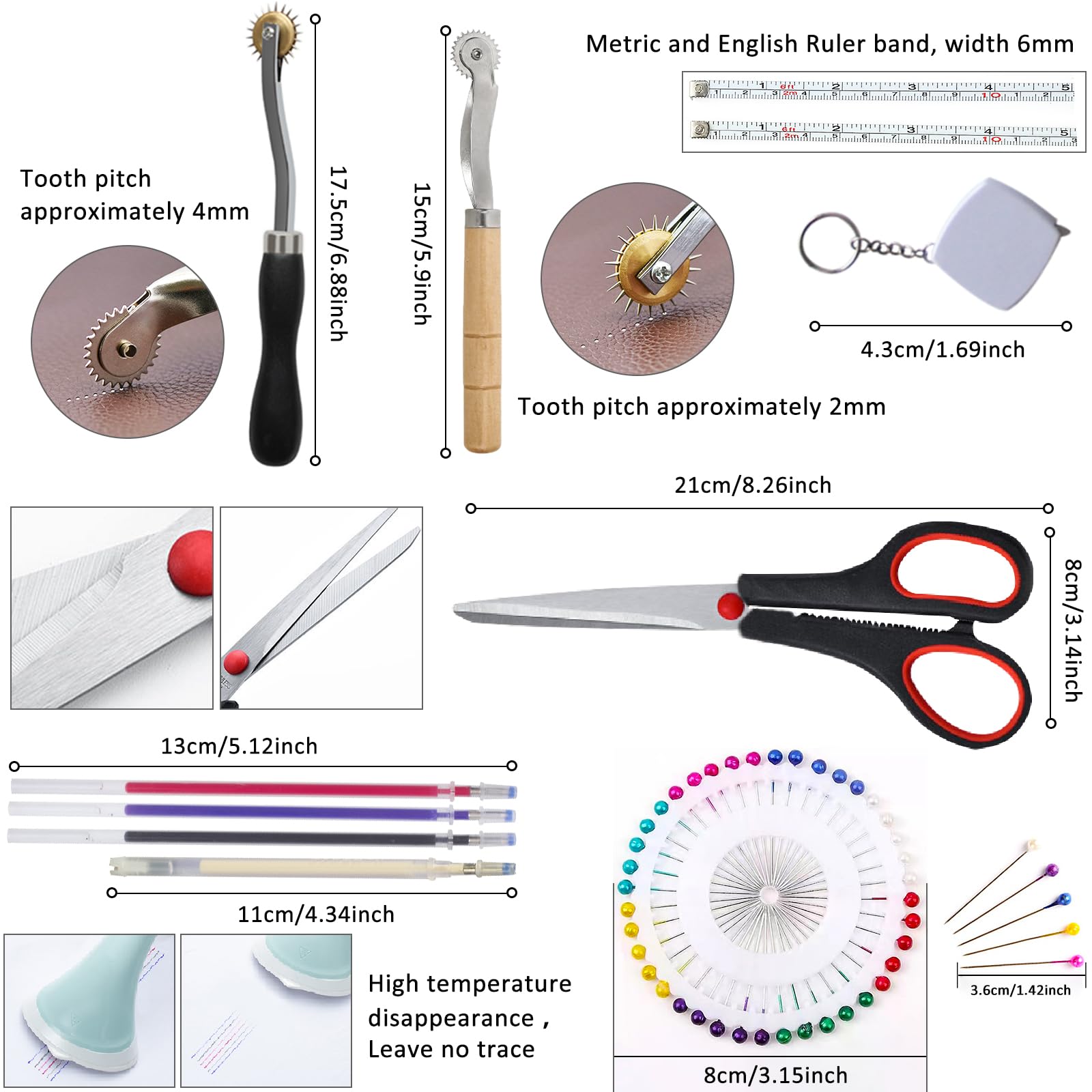 19 PCS Sewing Ruler Set, French Curve Ruler, Hip Curve Ruler,Sewing Templates, Tracing Wheel,Perfect for Designers, Pattern Maker and Tailors