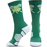 ChalkTalkSPORTS Lacrosse Performance Crew Socks - Green Shamrock - Lacrosse Mid-Calf Socks - Adult