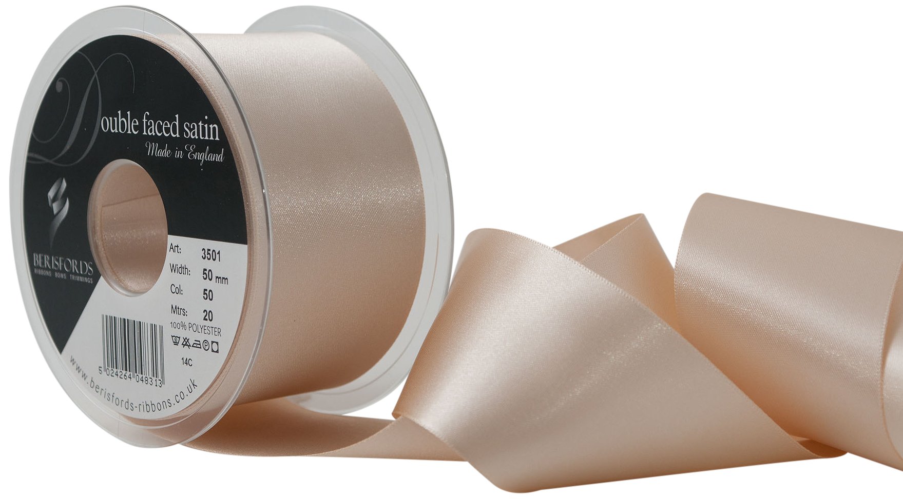 Berisfords Ribbon, Cream, 50 mm