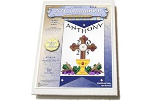 Illuminated Ink First Communion Banner Kit - 12 x18 - Cross (Blue - Black Letters, 12 x 18)