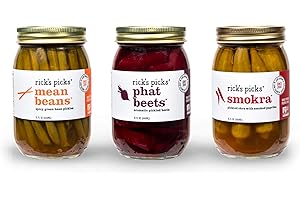RICK'S PICKS Rick’s Picks Vegetable Trio | Mean Beans, Smokra, Phat Beets | Fat-Free, Gluten-Free, Low-carb | No artificial flavors, additives, or preservatives | 3 pk