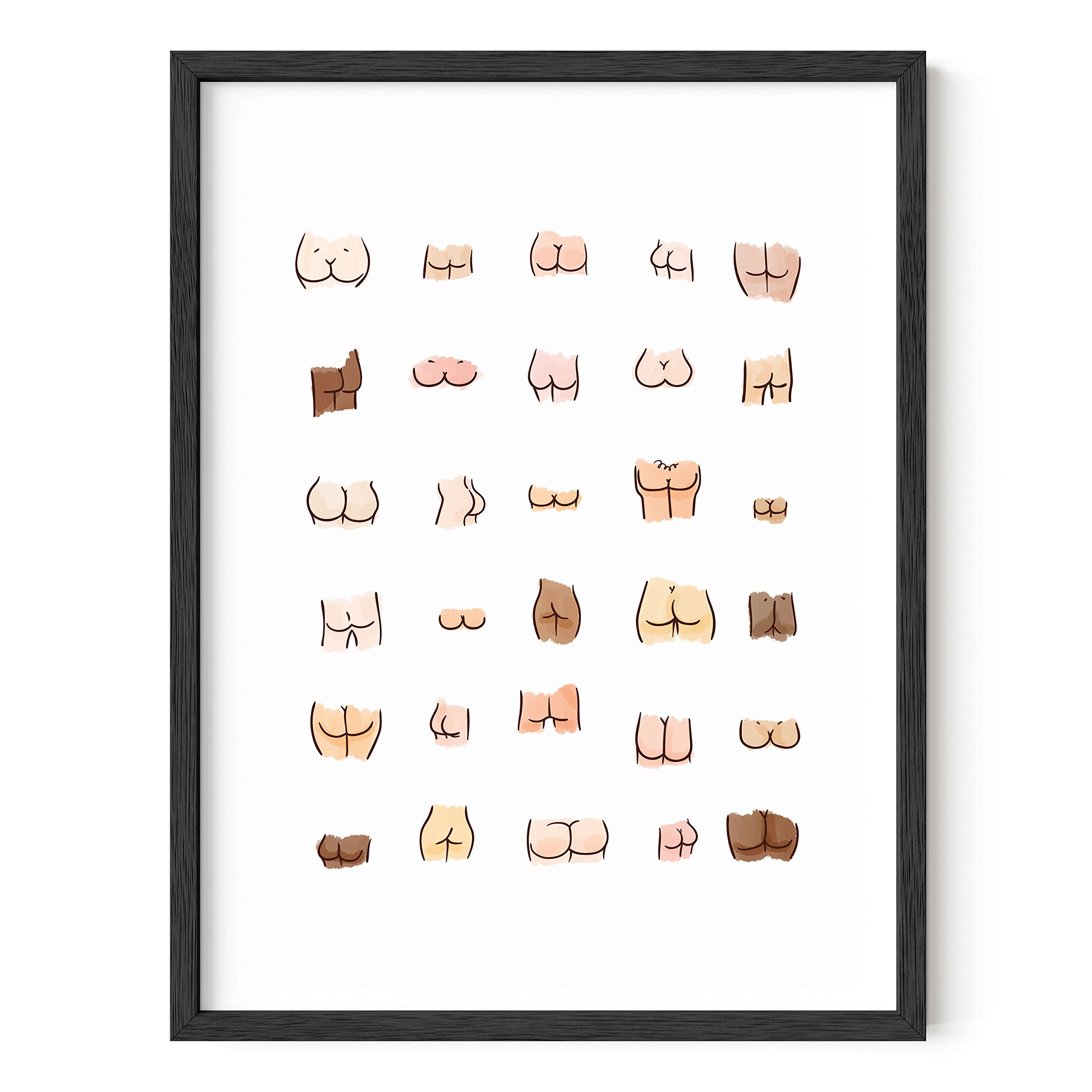 HAUS AND HUES Funny Bathroom Art Funny Bathroom Decor - Funny Bathroom Posters Bathroom Signs Decor Funny | 12" x 16" UNFRAMED (Butts)