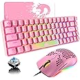 60% Mechanical Gaming Keyboard and Mouse Combo RGB Backlight Ergonomic Anti-ghosting 68 Keys 6400DPI Silent Honeycomb Mice Type-C Wired for Computer Mac Gamer