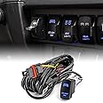 WeiSen 300W Plug & Play LED Light Bar Wiring Harness Kit with Pulse Power Connector Relay Fuse, 14AWG 1 Lead 12V On Off Rocker Switch Compatible with Polaris RZR General Ranger