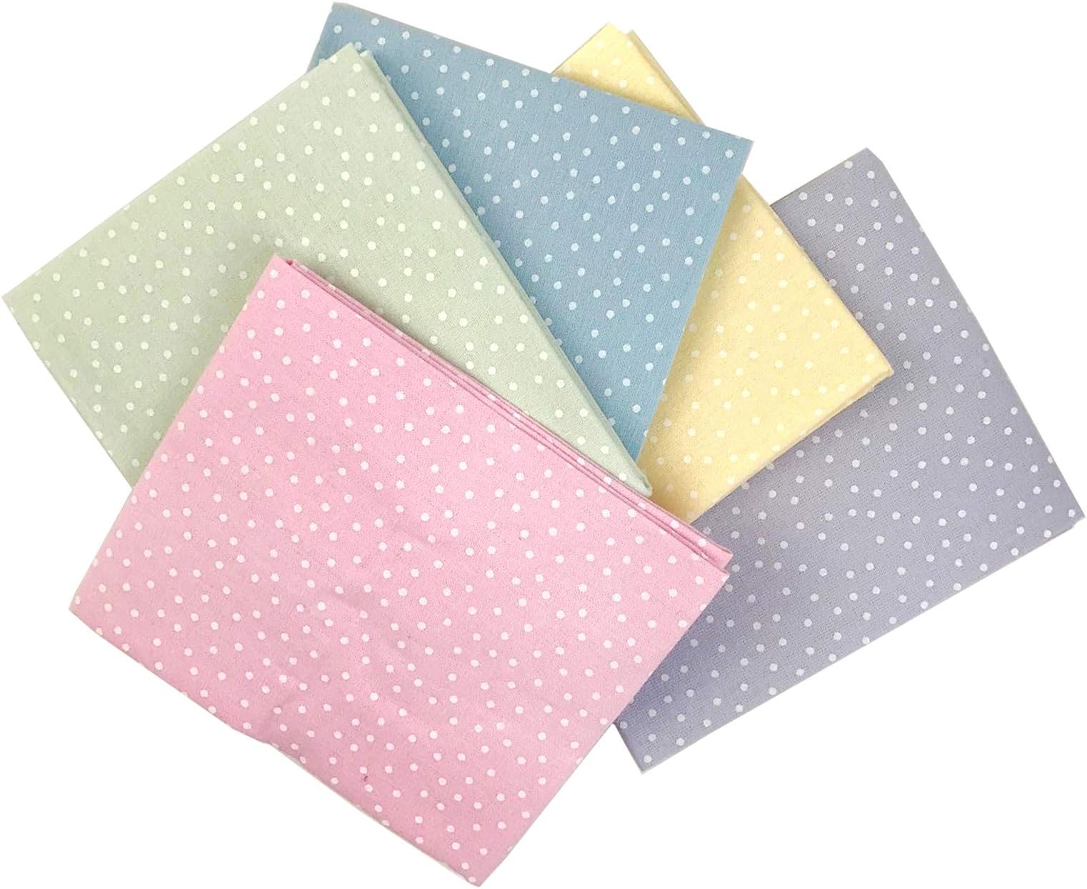 The Craft Cotton Fat Quarter Bundle. 5 Pieces of 18 x 22 Pastel Spotty Fabrics, Cotton Spots