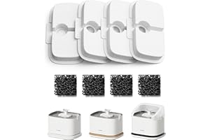 PETLIBRO Cat Water Fountain Filter, 4 Packs Cat Fountain Filter Replacement & Sponges for Dockstream WF106/WF116/WF105/WF115/WF005, 2-Month Set Easy-Swap for PETLIBRO Pet Fountain