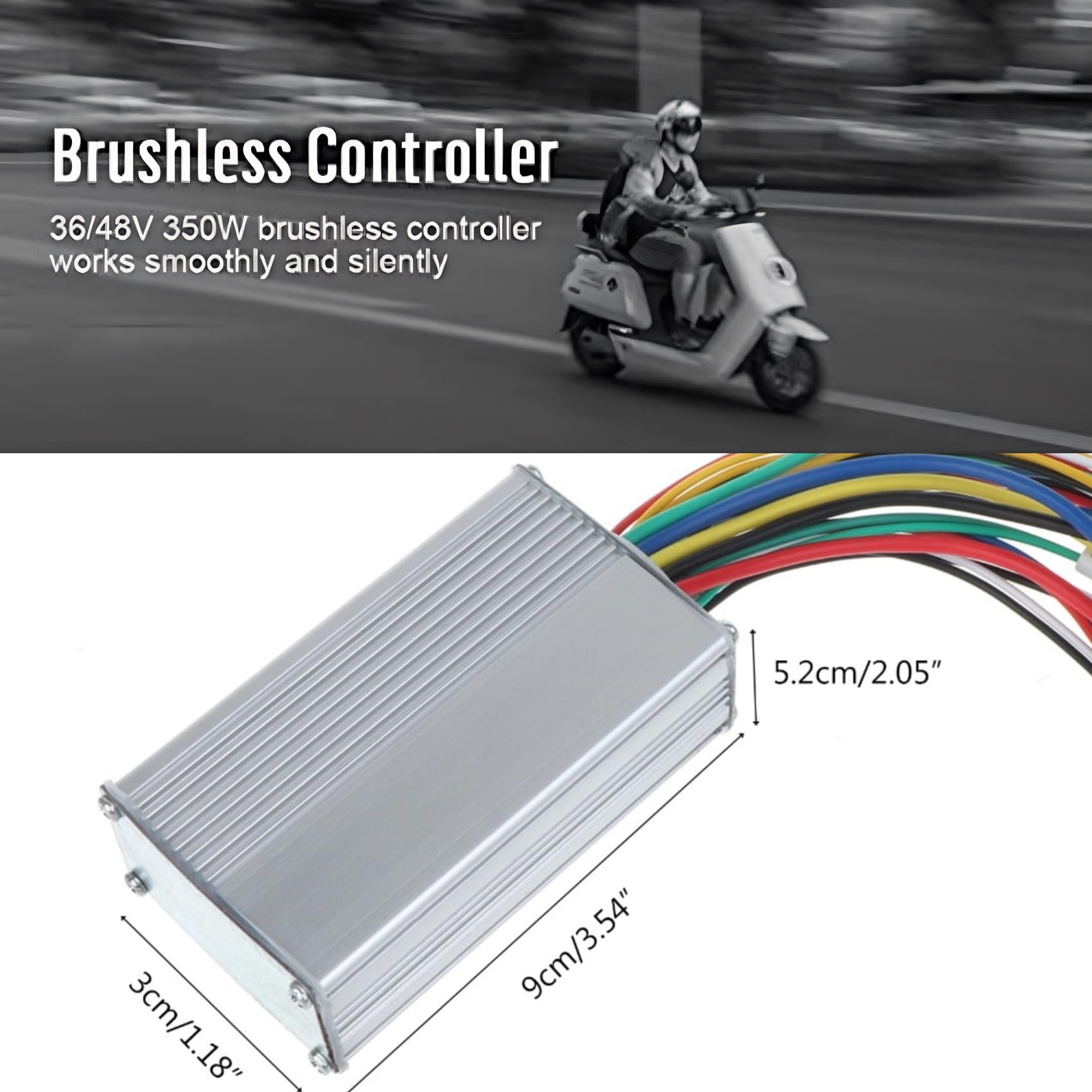 Brushless Motor Controller with Waterproof LCD Display Panel, 36V/48V 350W Electric Scooter Controller Kit for Electric Bicycle Scooter