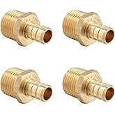 (Pack of 4) EFIELD Pex 3/4 Inch x 3/4 Inch Male NPT Adapter Brass Crimp Fittings, ASTM F1807,(PEX1807021-4PCS)