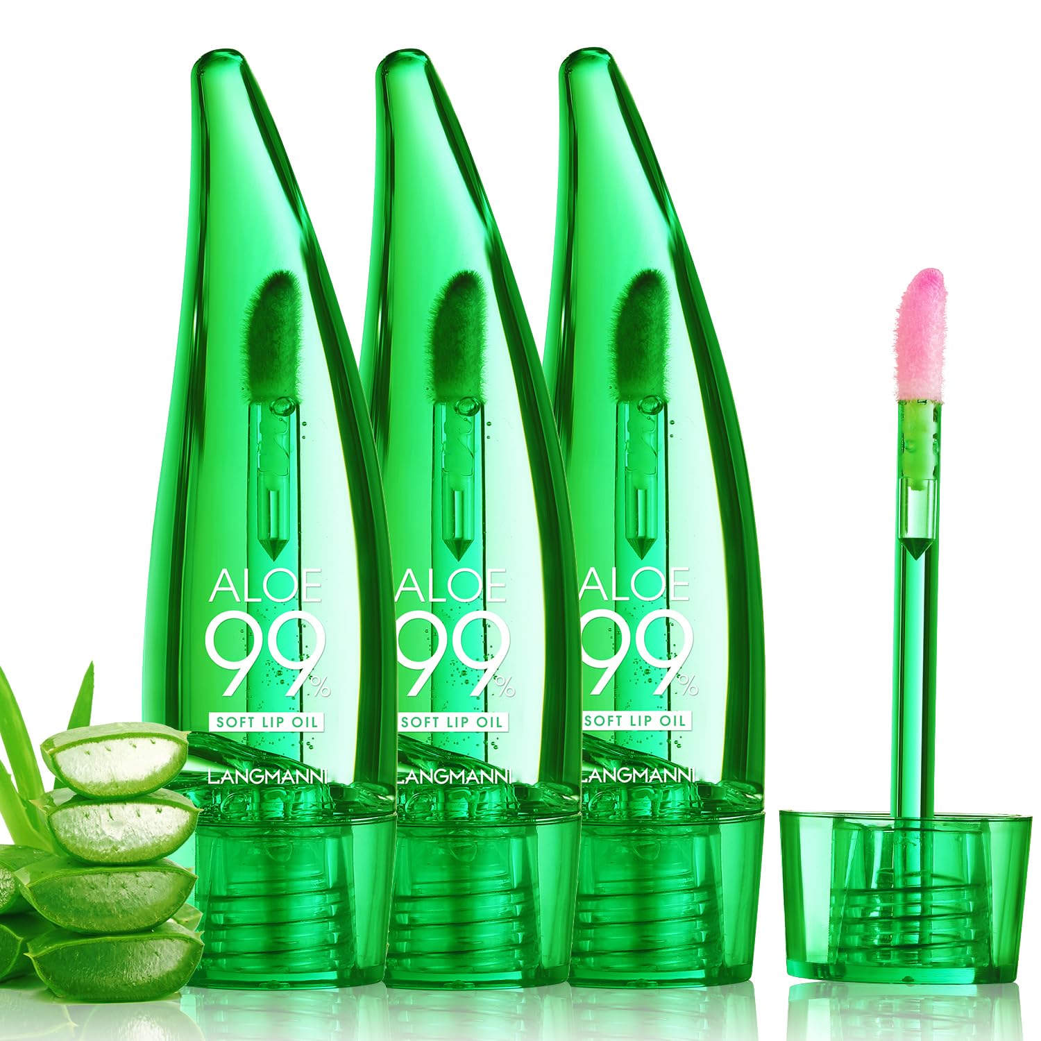 LANGMANNI Moisturizing Lip Oil,No-Sticky Lip Gloss Lip Balm Lip Care,Fruit Flavoured Lip Oil For Dry Lip's Moisturizing Hydrating And Nourishing(Aloe Color Changing 3pcs) — image 1