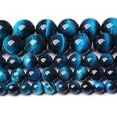 12mm 32PCS Blue Tiger Eye Beads Natural Stone Gemstone Spacer Loose Beads for Jewelry Making DIY Bracelet Semi Precious Beads Strand 15 inches
